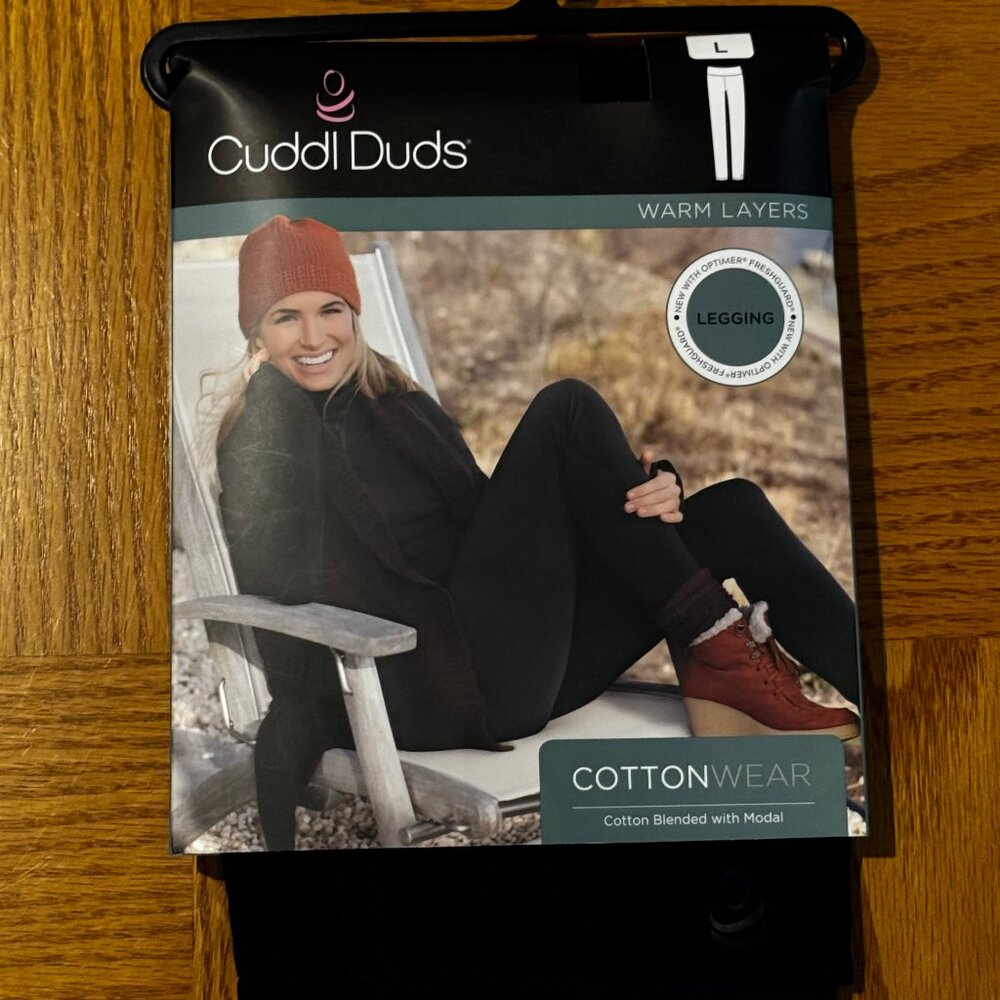 Cuddl Duds Women's Cottonwear High-Rise Wide-Waist Leggings (L) - Picture 3 of 4